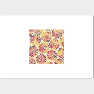 Lemon Berry Lovely - Yellow, Salmon, Violet and Pink - Digitally Illustrated Abstract Flower Pattern for Home Decor, Clothing Fabric, Curtains, Bedding, Pillows, Upholstery, Phone Cases and Stationary Posters and Art